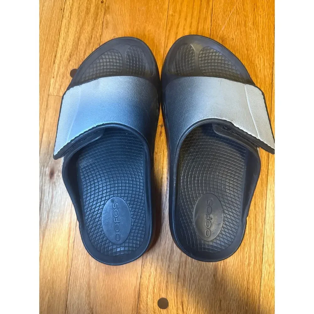 OOFOS OOahh Sport Flex Recovery Slides Black W7 M5 EU36 Adjustable